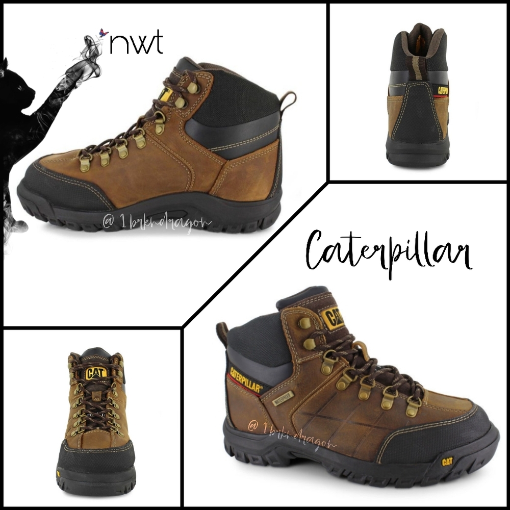 Caterpillar Brown Black Steel Toe Work Boots Booties Unisex
